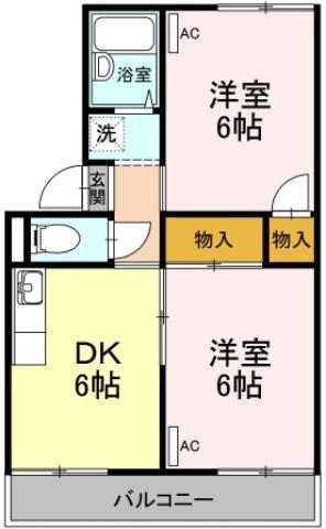 セジュール住吉A(2DK/2階)の間取り写真