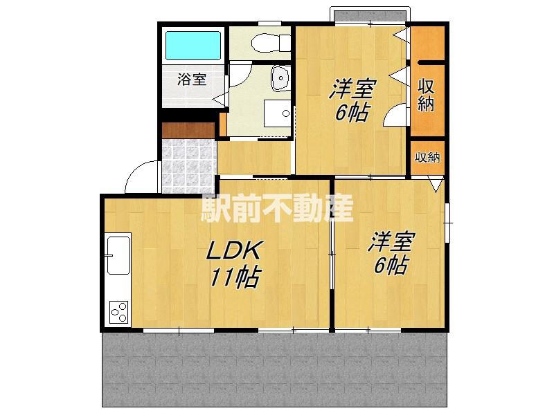 サンフラッツB(2LDK/1階)の間取り写真