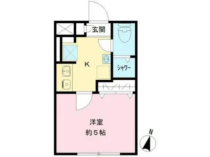 THE ROOMS 西大井(1K/1階)の間取り写真