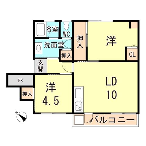 神陵台厚生年金5号棟(2LDK/4階)の間取り写真