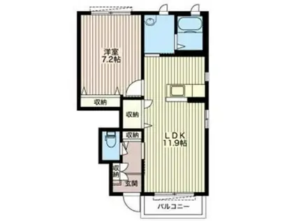 ストローハット(1LDK/1階)の間取り写真