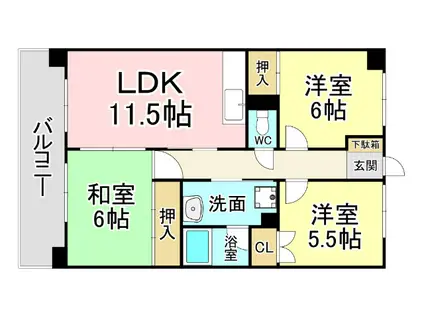 アブニール篠崎第2ビル(3LDK/2階)の間取り写真