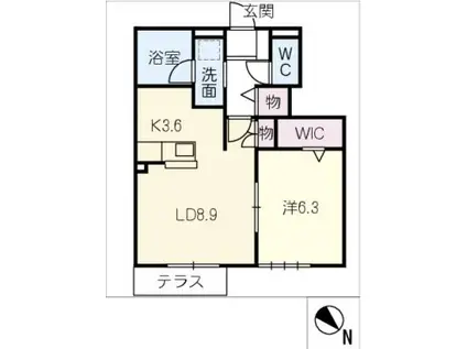 ビラ今川(1LDK/1階)の間取り写真