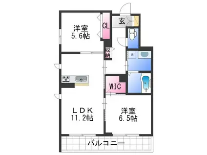 BEREO HIKO-U太田(2LDK/2階)の間取り写真