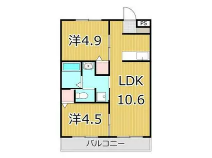 OFFON(2LDK/2階)の間取り写真