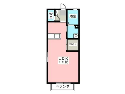 クロワールII(ワンルーム/2階)の間取り写真