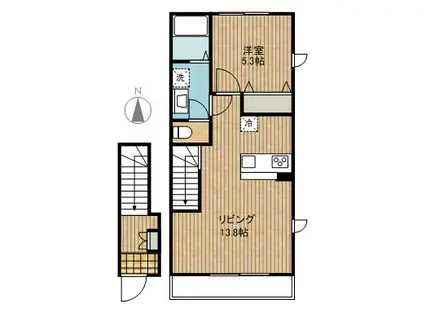 クラール御殿山(1LDK/2階)の間取り写真