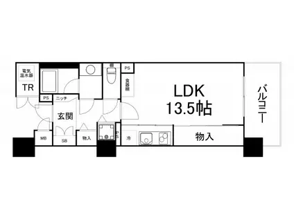 ロイヤルパークス桃坂(ワンルーム/3階)の間取り写真