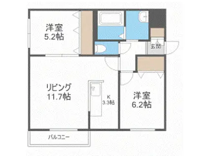 コージープレイス栄通(2LDK/4階)の間取り写真