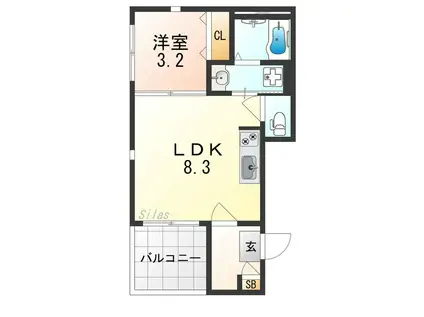 L HIRONDELLE(1LDK/1階)の間取り写真