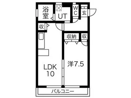 サンピュア・エミール(1LDK/1階)の間取り写真
