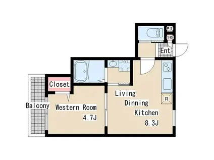 ALEGRIA長田蓮宮通(1LDK/2階)の間取り写真