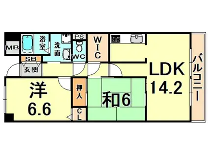 ヴィラ安堂寺II(2LDK/2階)の間取り写真
