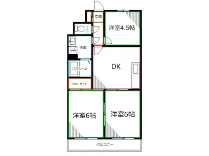 R&S SATO BLD(3DK/1階)の間取り写真