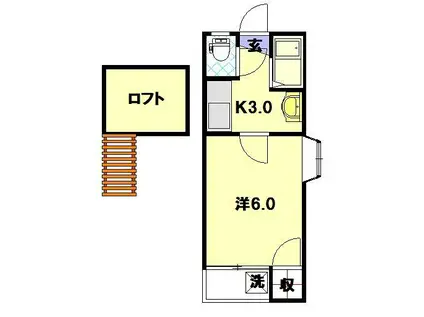 クイーンパレス坂本(1K/2階)の間取り写真