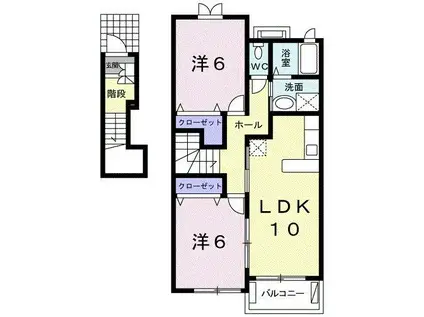 メゾンラルゴB(2LDK/2階)の間取り写真
