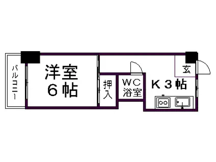 第3オオタビル(1DK/4階)の間取り写真