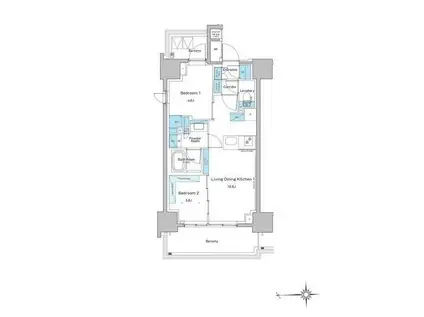 ルフォンプログレ門前仲町プレミア(2LDK/15階)の間取り写真