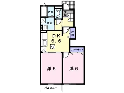 ラ・ファミ一ユ C棟(2DK/1階)の間取り写真
