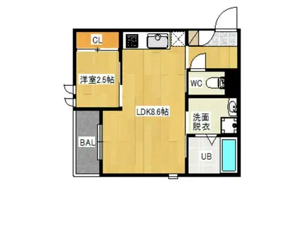 R-SMART FREA吉塚(1LDK/1階)の間取り写真