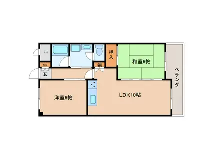 センチュリーアスカ6号棟(2LDK/3階)の間取り写真
