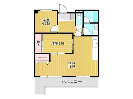 神岳第一ハイツ(2LDK/4階)の間取り写真