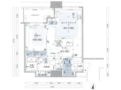 アイランドシティオーシャン&フォレストタワーレジデンスウエスト棟(1LDK/28階)の間取り写真