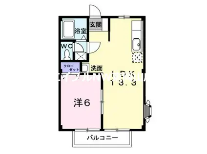 ハイツ運動公園(1LDK/1階)の間取り写真