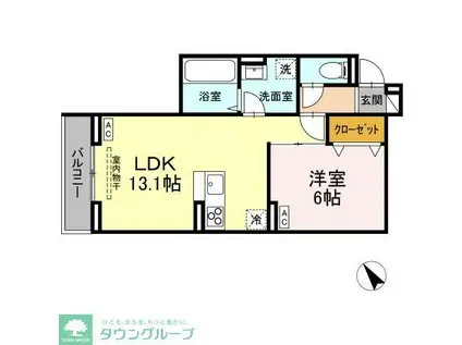 D-ROOM松木B(1LDK/2階)の間取り写真