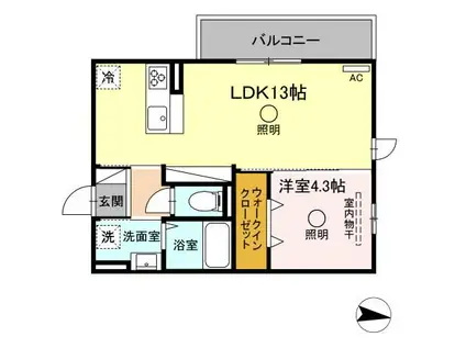 TSコート大津(1LDK/3階)の間取り写真