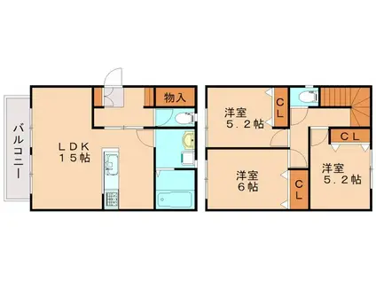 ブルー マリヌ F棟(3LDK/1階)の間取り写真
