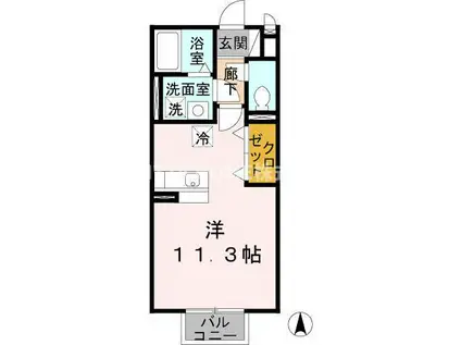 レーブ プレミール I番館(ワンルーム/2階)の間取り写真