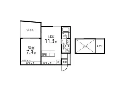 コフレ・ア・ビジュー医学部正門前(1LDK/2階)の間取り写真