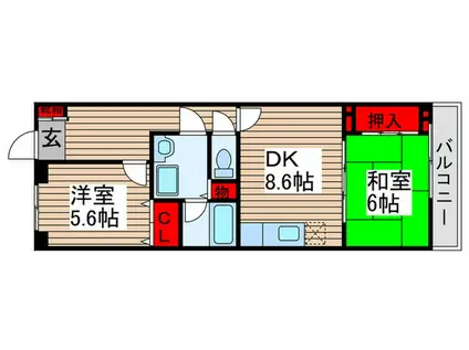 パインツリーコート(2DK/3階)の間取り写真