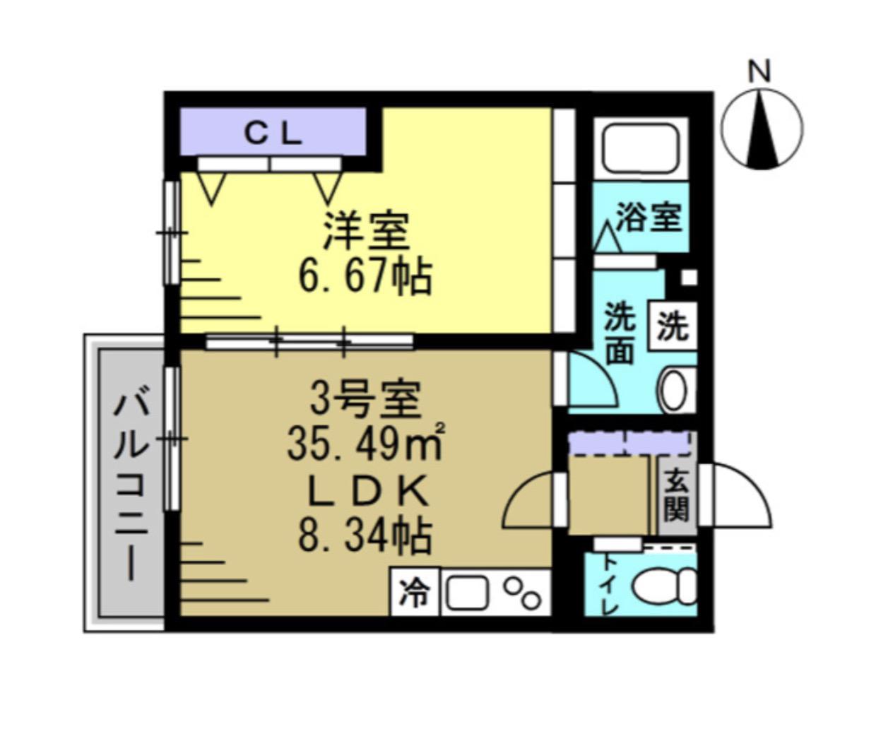 セミカ葛城 II(1LDK/1階)の間取り写真