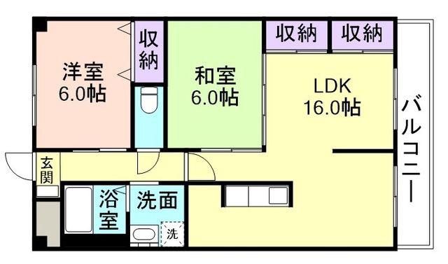 パティナF(2LDK/3階)の間取り写真
