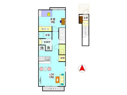 グランパレKA(1LDK/2階)の間取り写真