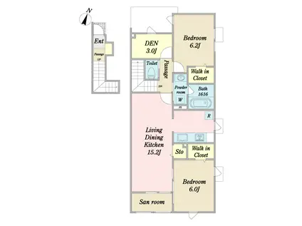 ASUKAII(2LDK/2階)の間取り写真
