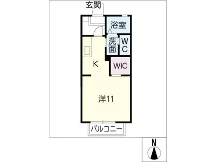 プラシノスE(ワンルーム/1階)の間取り写真