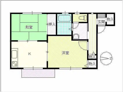 ガーデンスクエア南岡(2K/1階)の間取り写真