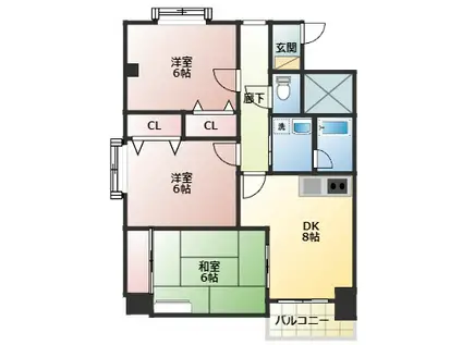 ステイツマンション芹川(3DK/3階)の間取り写真