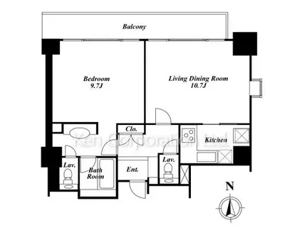 品川プリンスレジデンス(1LDK/9階)の間取り写真