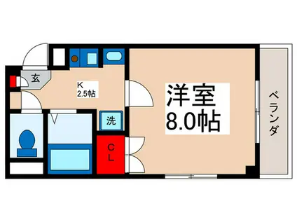 ヴィラ・フローレル(1K/4階)の間取り写真