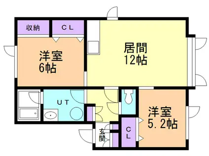 ベルシーヌ鷲別II(2LDK/2階)の間取り写真