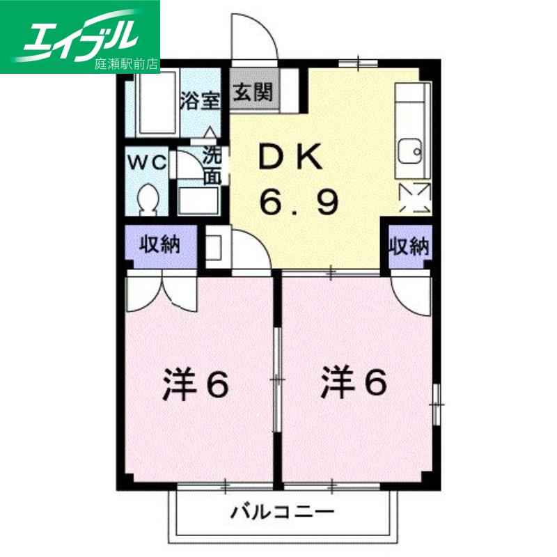 ニューシティ1(2DK/1階)の間取り写真