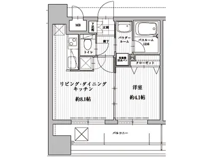 アクタス天神北(1LDK/3階)の間取り写真