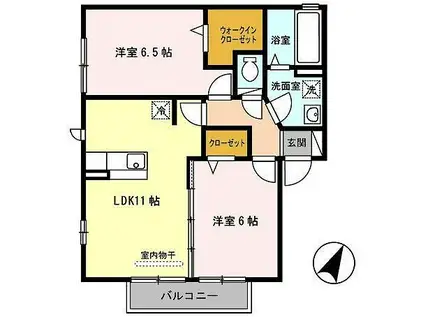 ディアコート(2LDK/2階)の間取り写真