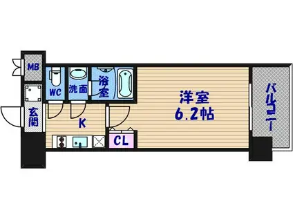 スプランディッド難波(1K/2階)の間取り写真
