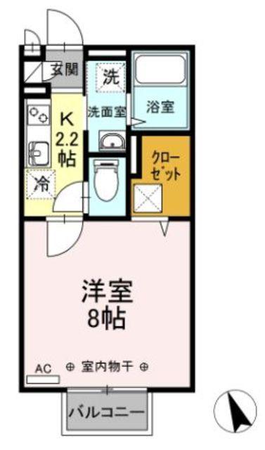 シリウス(1K/2階)の間取り写真