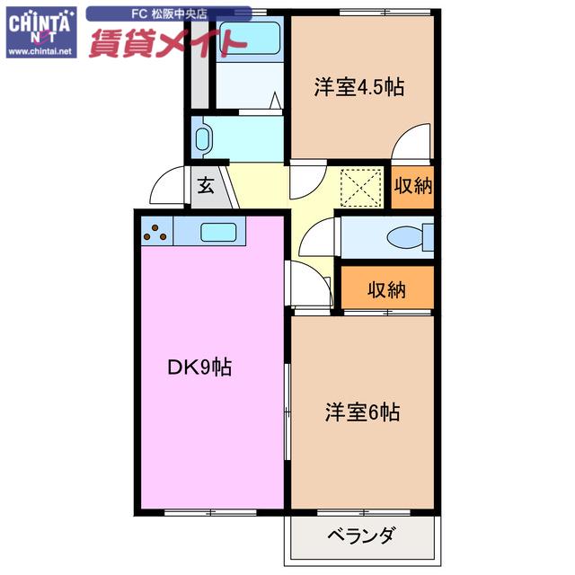アーバンハイツ(2LDK/2階)の間取り写真
